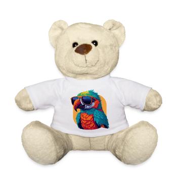 Farbenfroher Charmer: Retro Papagei T-Shirt - Teddy - Weiß - Vorne
