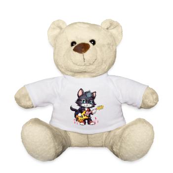 Cat Animal Electric Guitar Guitarist Band Music Rock - Teddy Bear - white - Front