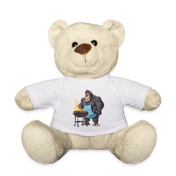 Grillen Grilla Griller Gorilla BBQ Lustig Humor - Teddy - Weiß - Vorne