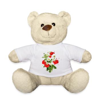 Strawberry Plant with Strawberry Blossom Graffiti - Teddy Bear - white - Front