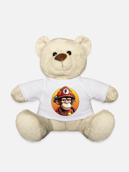 Feuerwehrmann / Affe - Teddy - Weiß
