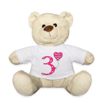 3 Anniversaire Joyeux anniversaire - Nounours - blanc - Devant