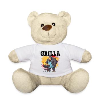 Grillen Grilla Griller Gorilla BBQ Spruch Lustig - Teddy - Weiß - Vorne