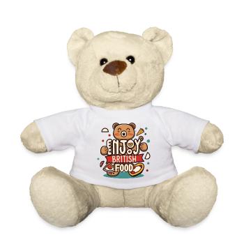 Enjoy British Food - British Food Day Typography - Teddy Bear - white - Front
