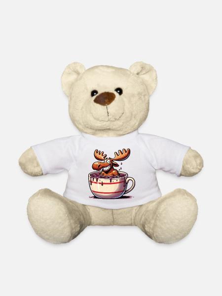 Elch Rentier badet in Tasse heißer Schokolade - Teddy - Weiß