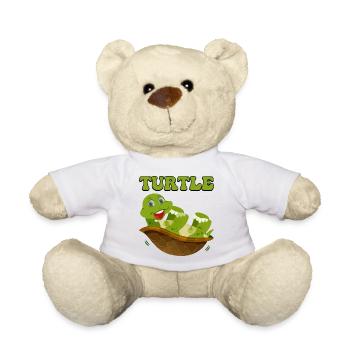 Verspielte Schildkröte in fröhlichem Panzer - Teddy - Weiß - Vorne