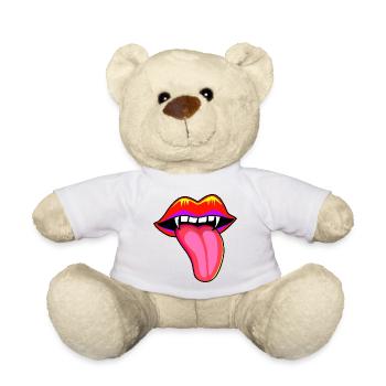 Mouth with vampire teeth - Teddy Bear - white - Front