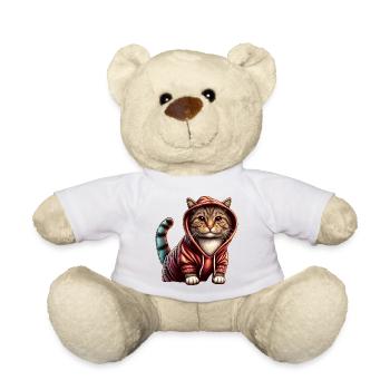 Chaton mignon portant un sweat à capuche - Nounours - blanc - Devant