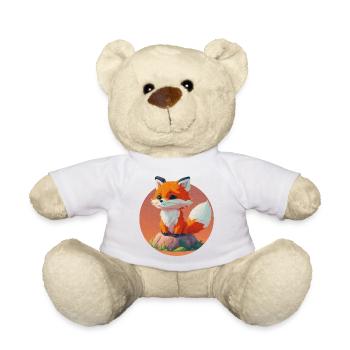 Illustrated Fox in Soft and Warm Style - Teddy Bear - white - Front