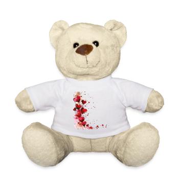 Hearts Heart Motif Red Love Romantic Valentine's Day - Teddy Bear - white - Front