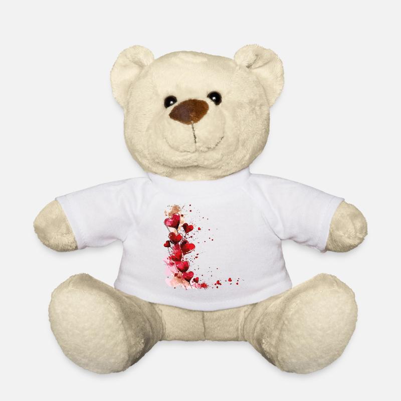 Herzen Herzmotiv Rot Liebe Romantisch Valentinstag - Teddy - Weiß
