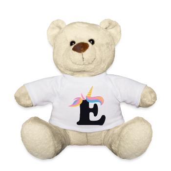 Licorne lettre arc-en-ciel Style « E » | Être unique - Nounours - blanc - Devant