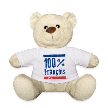100% Französisch, Blau, Weiß, Rot - Teddy - Weiß - Vorne