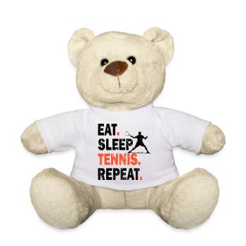 Chemise Tennis Manger Dormir Tennis Répéter Design Foncé - Nounours - blanc - Devant