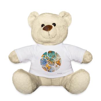 Colorful Abstraction with Gold Accents - Teddy Bear - white - Front
