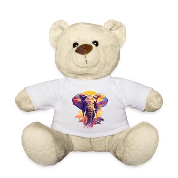 Éléphant Afrique Safari Nature Nature Nature Aquarelle Art - Nounours - blanc - Devant