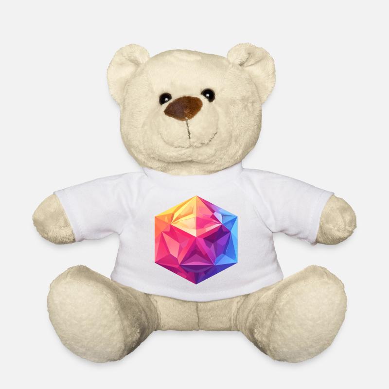Cube Géométrique D20 – Design RPG coloré - Nounours - blanc