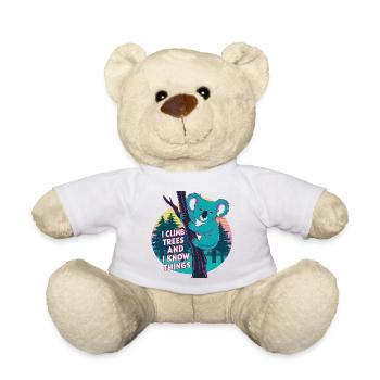 I Climb Trees and Know Things - Neon Koala - Teddy Bear - white - Front