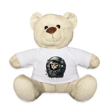 Eine Katze mit Astronautenhelm im Weltraum - Teddy - Weiß - Vorne