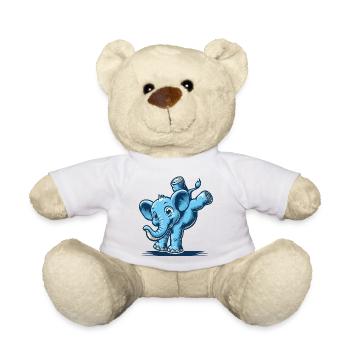 blauer Cartoon-Elefant macht einen Handstand - Teddy - Weiß - Vorne