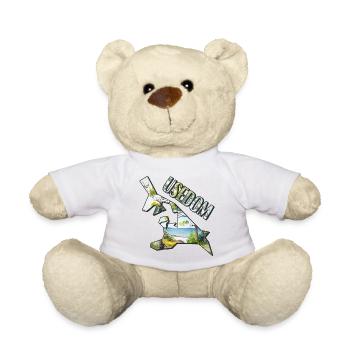 Watercolor Map of Usedom - Teddy Bear - white - Front