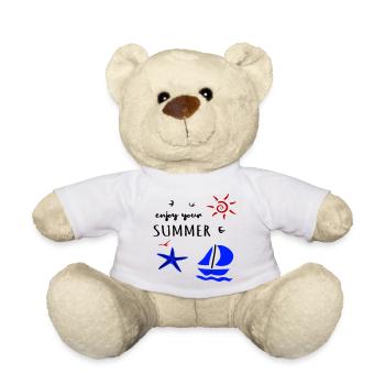 enjoy your Summer, Urlaub - Teddy Bear - white - Front