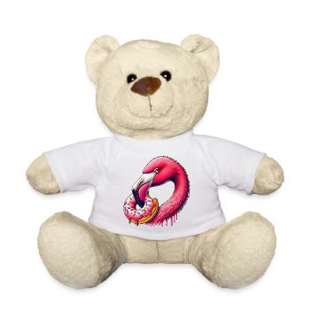 Drôle de festin pour les yeux - Flamingo avec beignet - Nounours - blanc - Devant