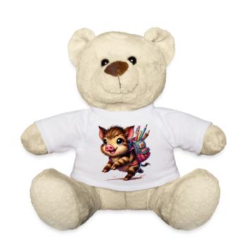 Back to school with fun: Wild boar for school beginners - Teddy Bear - white - Front