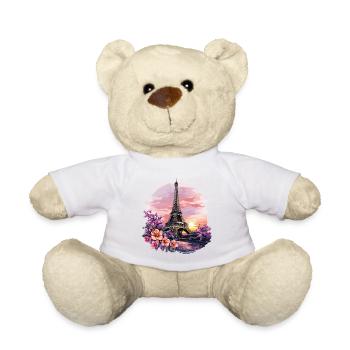 Paris Eiffelturm Frankreich Stadt Skyline Blumen - Teddy - Weiß - Vorne
