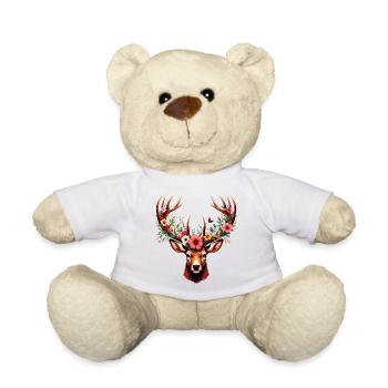 Cerf avec des fleurs - Nounours - blanc - Devant