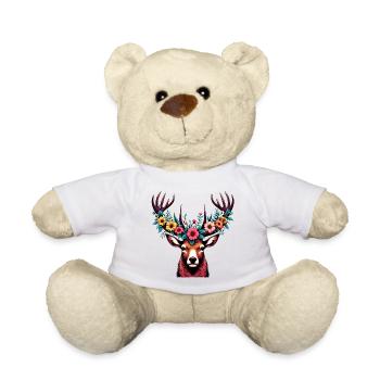 Cerf avec des fleurs - Nounours - blanc - Devant