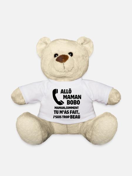 maman, super maman, mère et fils - Nounours - blanc