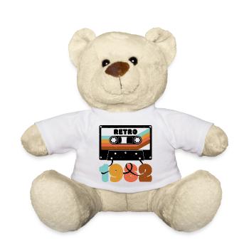 Retro 1980s Boho Cassette T-Shirt Design - Teddy Bear - white - Front