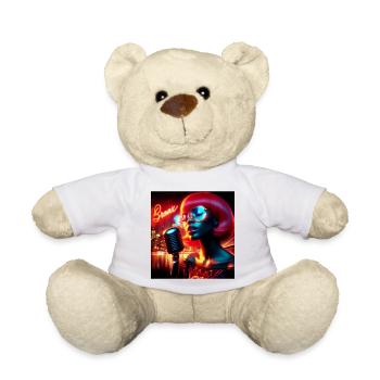 Modern portrait with neon and nighttime atmosphere - Teddy Bear - white - Front