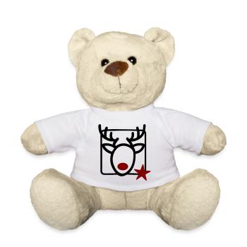 Reindeer with star and red nose - Teddy Bear - white - Front