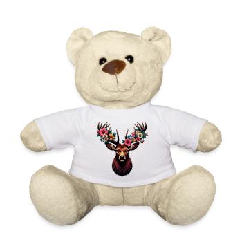 Cerf avec des fleurs - Nounours - blanc - Devant