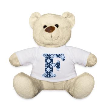 Letter F Snowflakes - Teddy Bear - white - Front