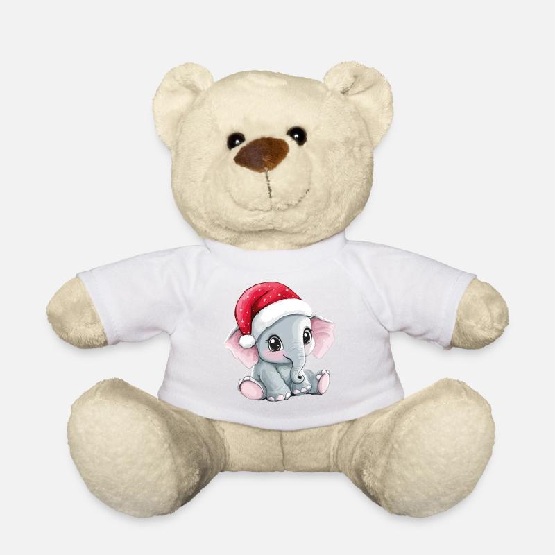 Elephant Christmas Cute Cute Christmassy - Teddy Bear - white