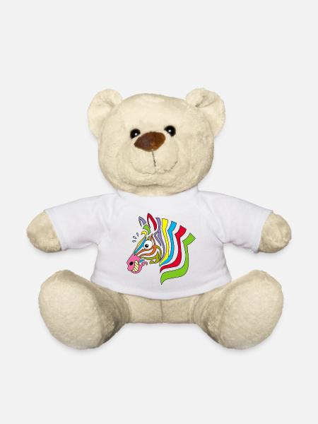 mehrfarbiges Zebra - Teddy - Weiß
