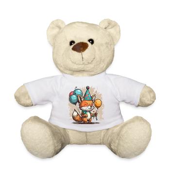 Playful Celebration: Fox with Balloons - Teddy Bear - white - Front
