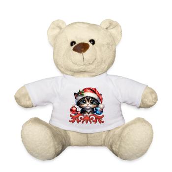 Adorable Christmas kitten. - Teddy Bear - white - Front