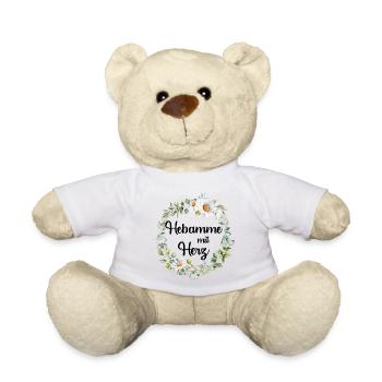 Hebamme mit Herz - personalisierbares Design - Teddy - Weiß - Vorne