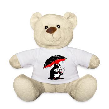 Hamster with umbrella – dirty weather - Teddy Bear - white - Front