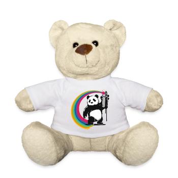 Panda im Stencil-Stil, der eine Sprühdose hält - Teddy - Weiß - Vorne