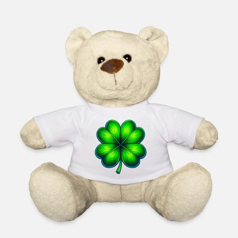 Vierblättriges Kleeblatt - Teddy - Weiß