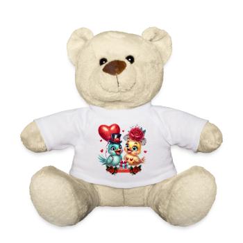 Ballon cœur et magie de la rose - Nounours - blanc - Devant