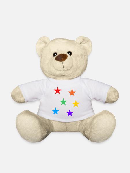 Sterne Regenbogen LGBTQ subtile Gay Pride - Teddy - Weiß