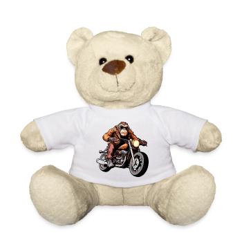 Affen Motorradfahrer / Motorrad Affe - Teddy - Weiß - Vorne