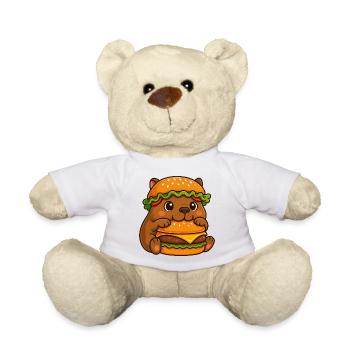 Capybara sucré Capybara avec cheeseburger rapide - Nounours - blanc - Devant