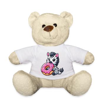 Cute Zebra Donut Cartoon Treats Fun - Teddy Bear - white - Front